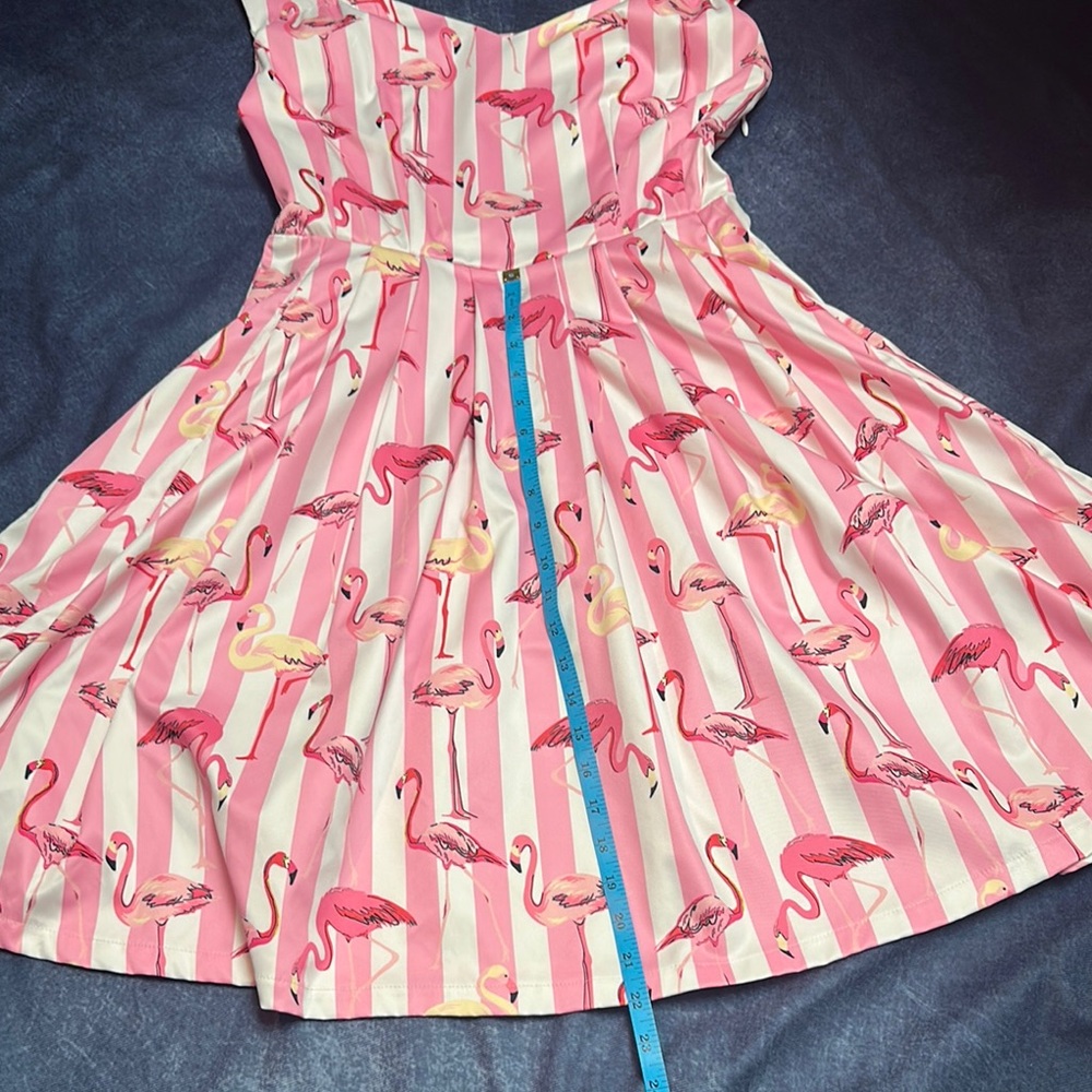 LINDY BOP Nadia Pink Flamingo Print Dress US 6 Rockabilly Retro Vibes - Picture 7 of 10